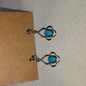 Turquoise and silver tone earrings